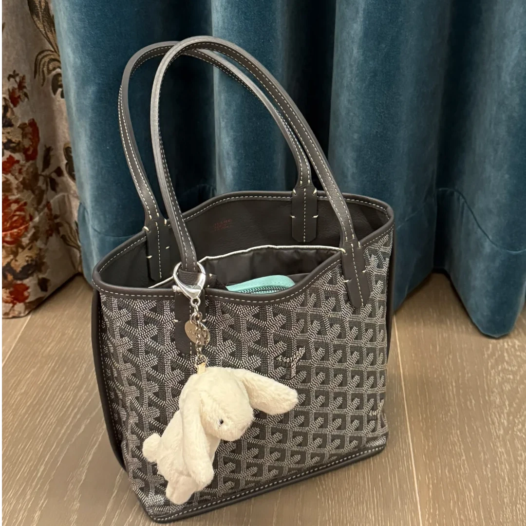 99新 Goyard 小花柳  Anjou 双面购物袋 Mini 20 灰色