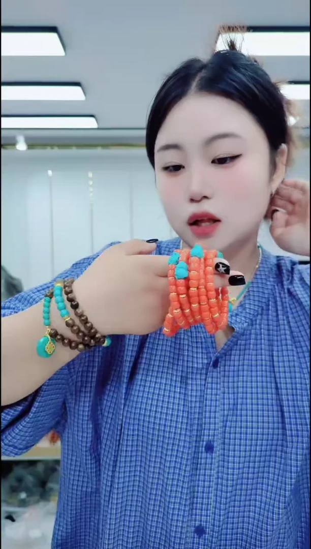 玛瑙/玉髓颈饰合金0422红手串