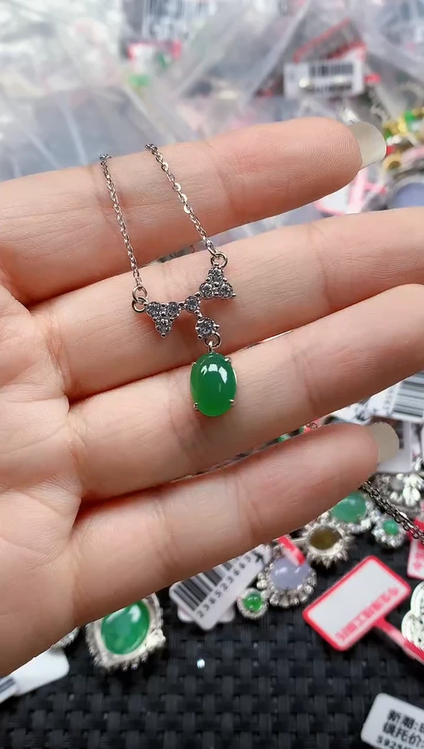 银S925镶嵌戒指翡翠天然A货缅甸翡翠