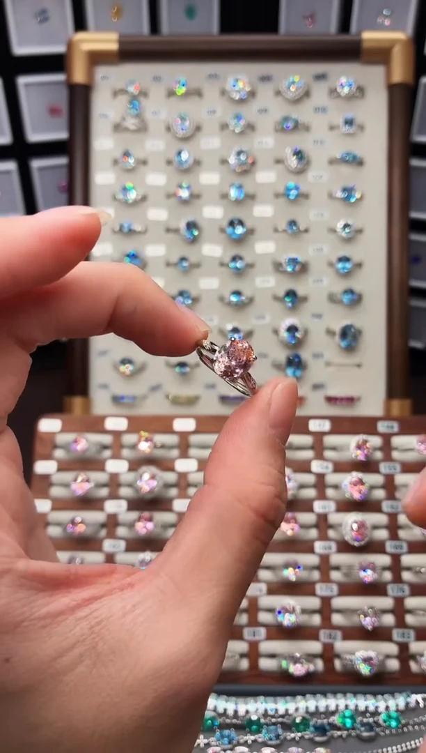 戒指彩色蓝宝石银S925镶嵌1888