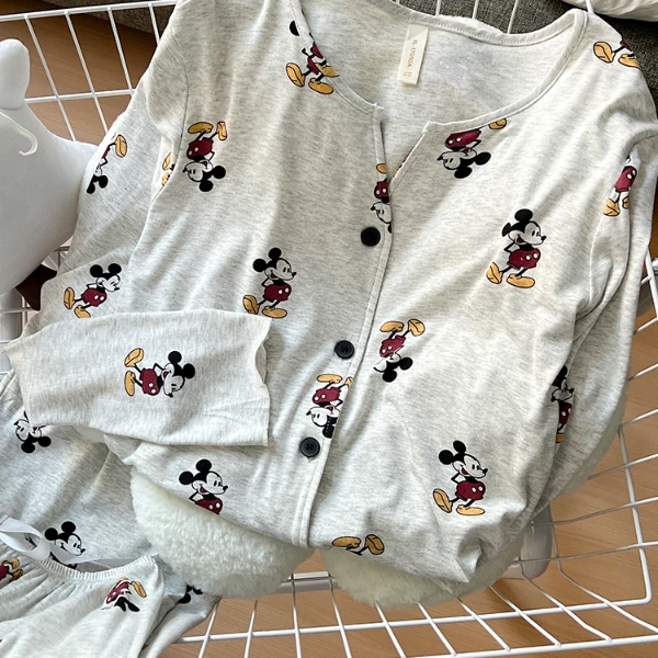 2025年春季新款睡衣女莫代尔卡通长袖休闲舒适家居服套装可外穿