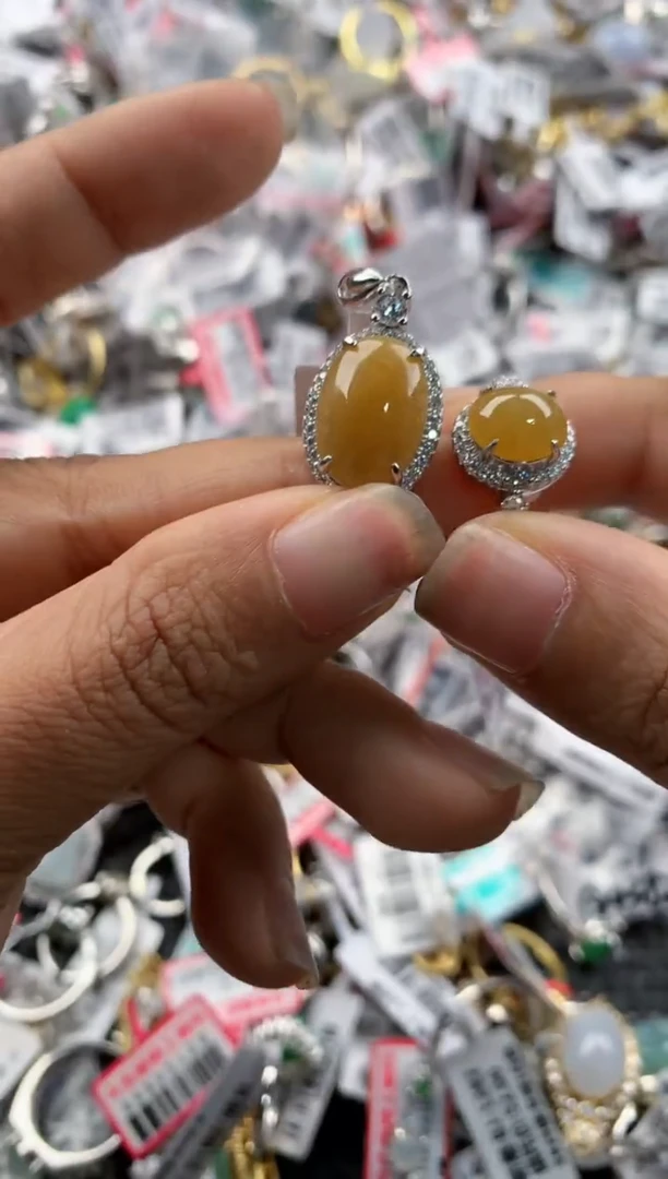 银S925镶嵌戒指翡翠999----7