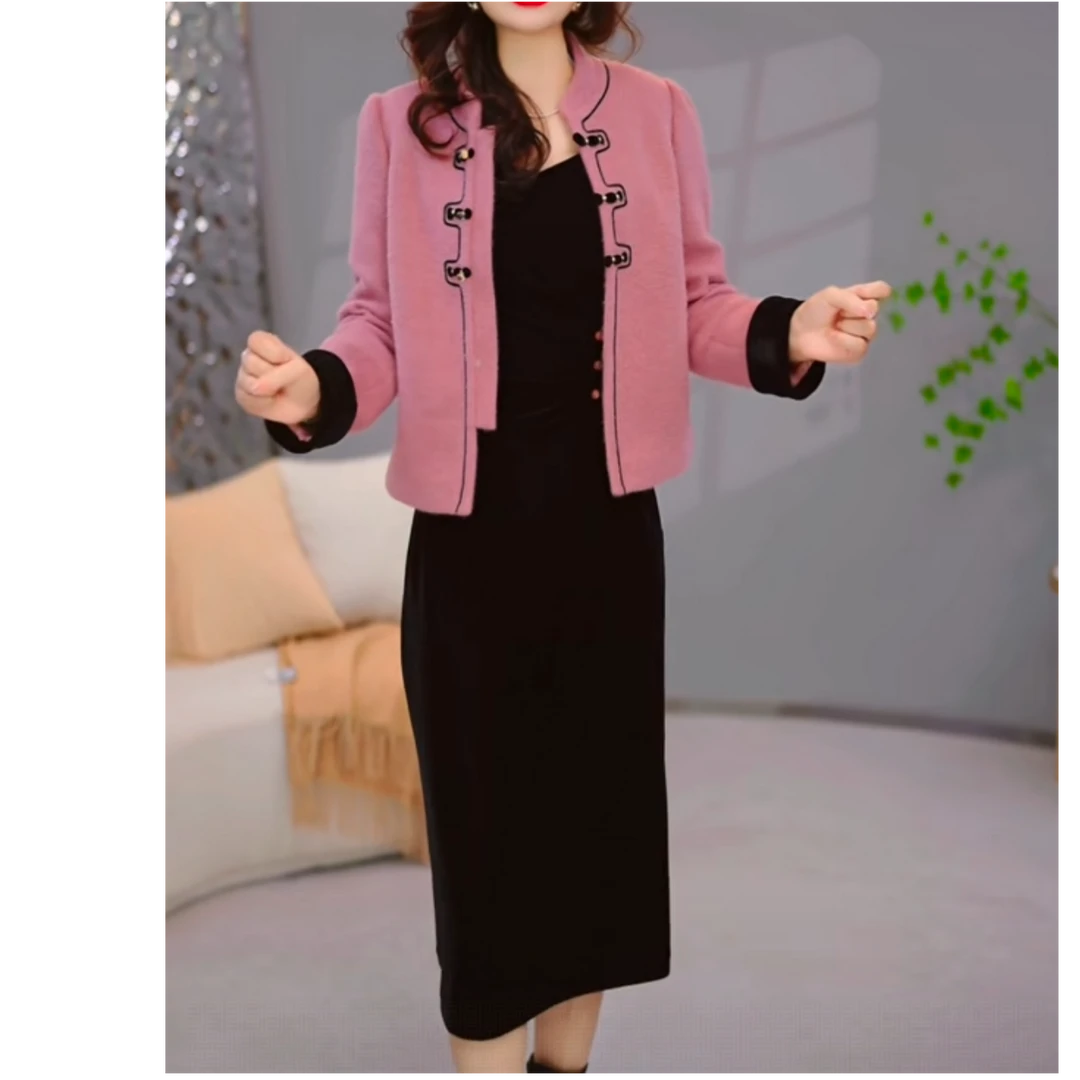 伊纤梦外套+连衣裙 2025秋季时尚温柔气质优雅减龄洋气显瘦套装裙