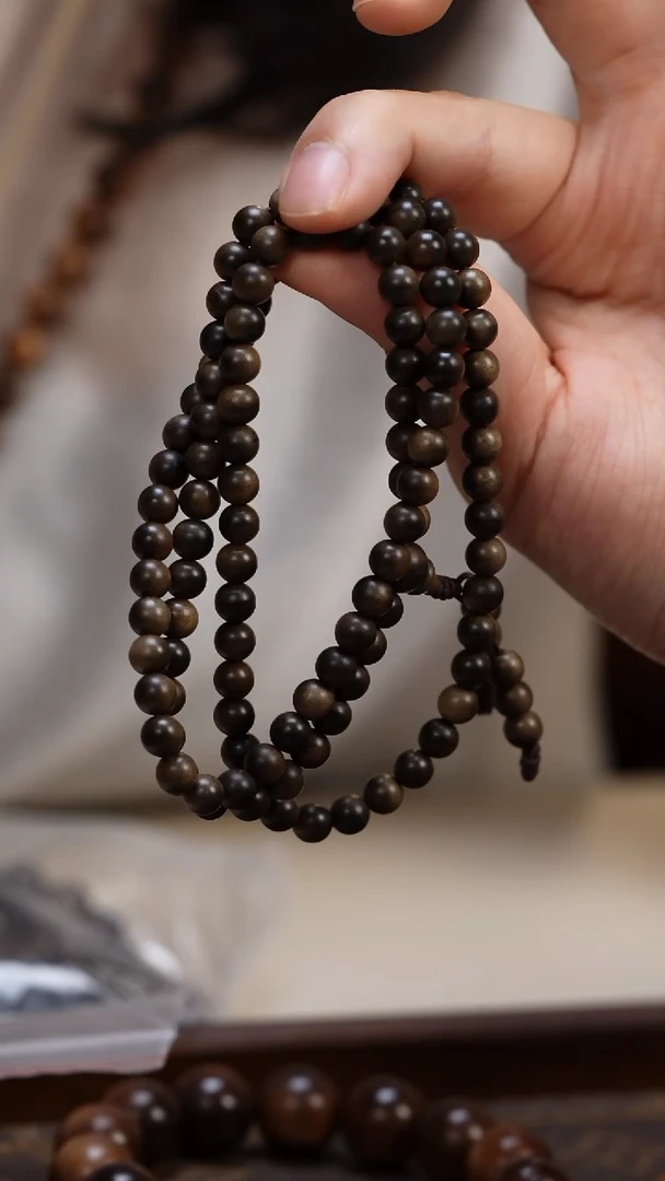 檀香木手串/手链C****?阴沉老山檀香0.6圆珠多圈108颗栀子花香