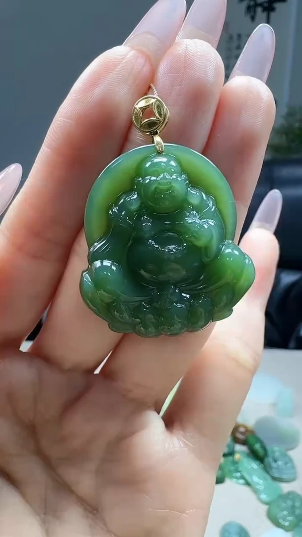 吊坠(不含链)18K金镶嵌和田玉1