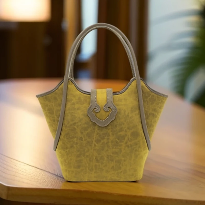 伊莎·哲思 非遗香云纱真皮桑蚕丝好品质女包手提斜挎包