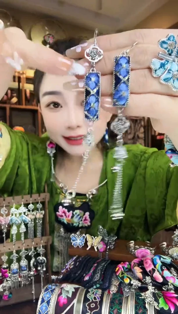 刺绣非遗刺绣民族风耳环