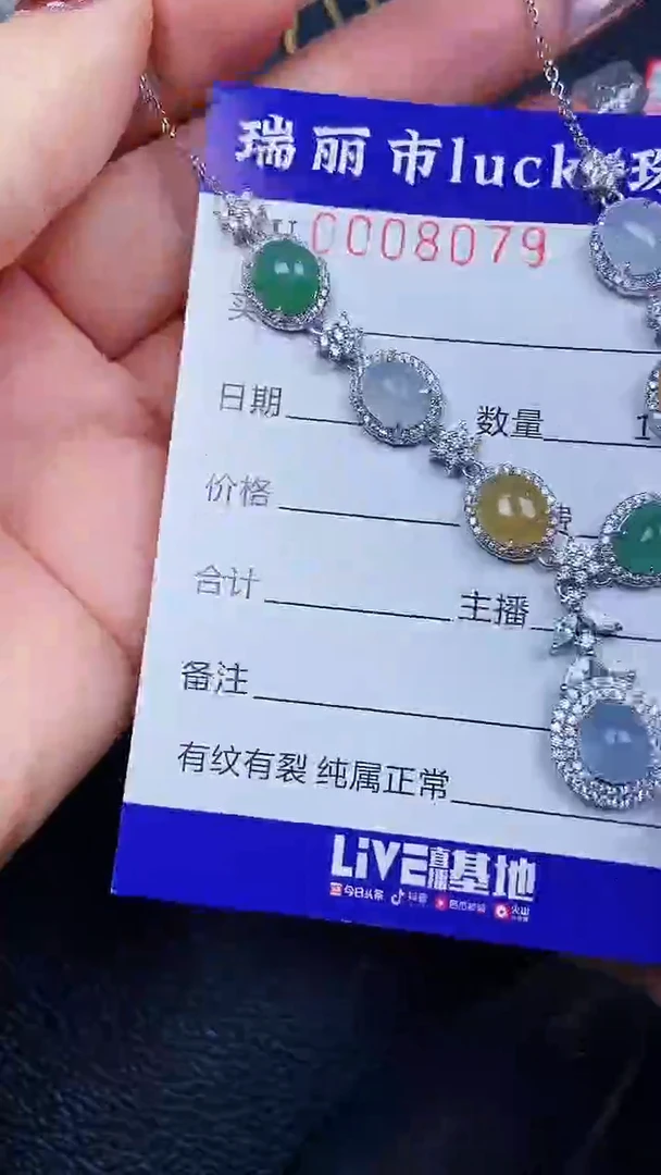 颈饰银S925镶嵌翡翠8079
