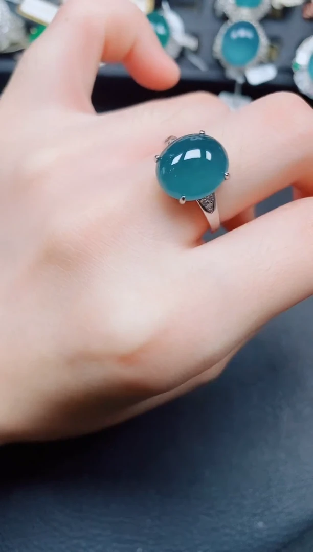 银S925镶嵌戒指翡翠翡翠