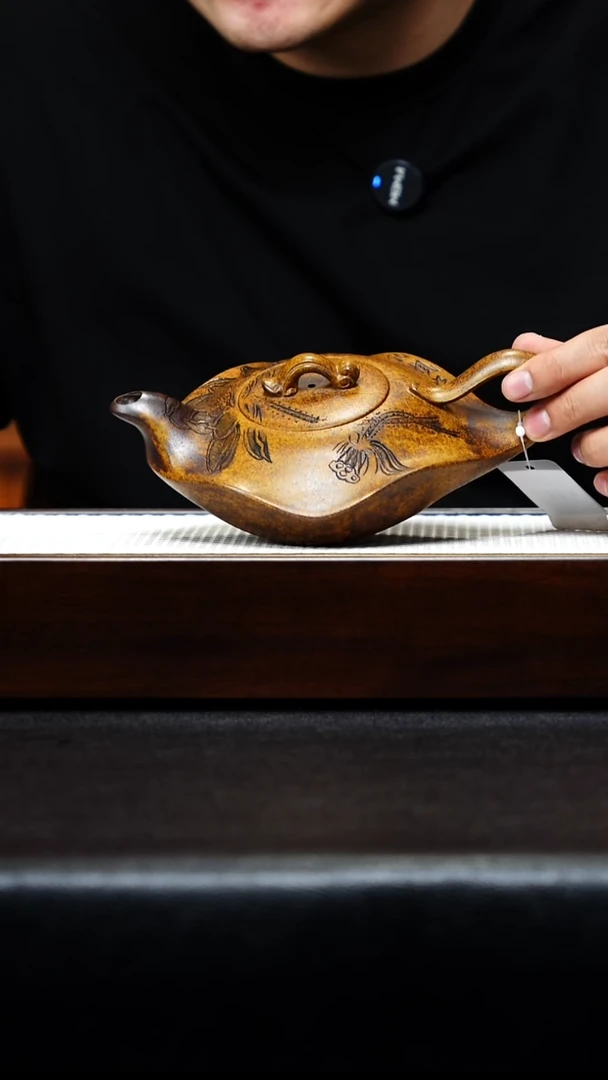 茶壶紫砂宜兴紫砂 荷叶水云间 柴烧 陈红 h105