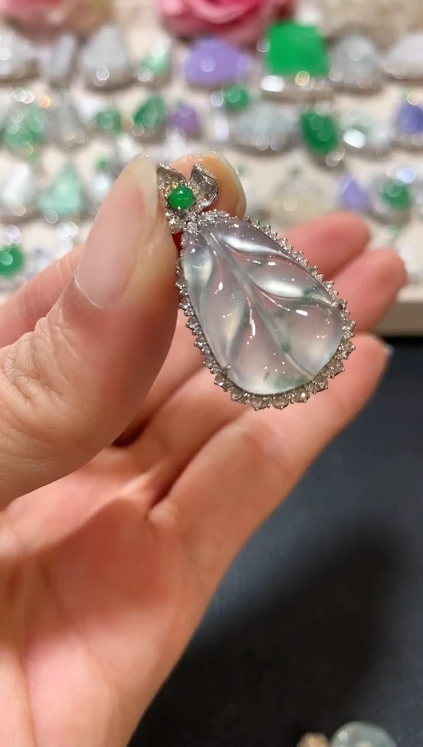 吊坠(不含链)18K金镶嵌翡翠z43