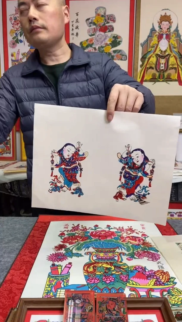 时**转老年画刘海一对手工制作精品