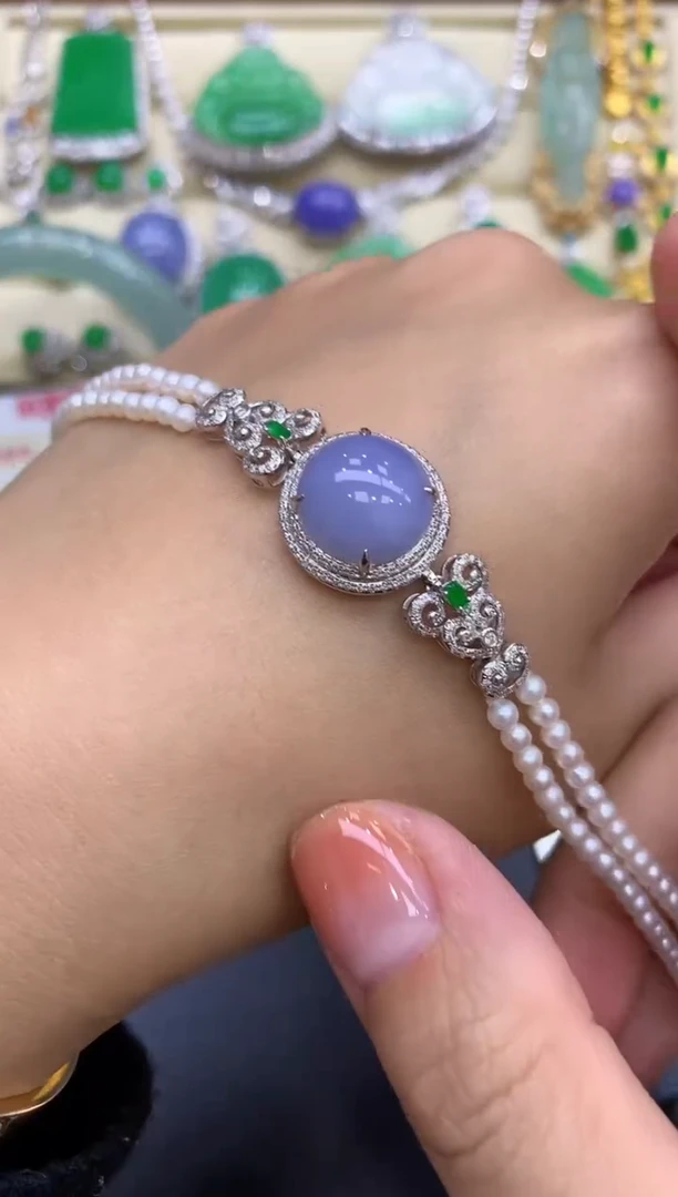 18K金镶嵌手链翡翠403-中国好珍宝