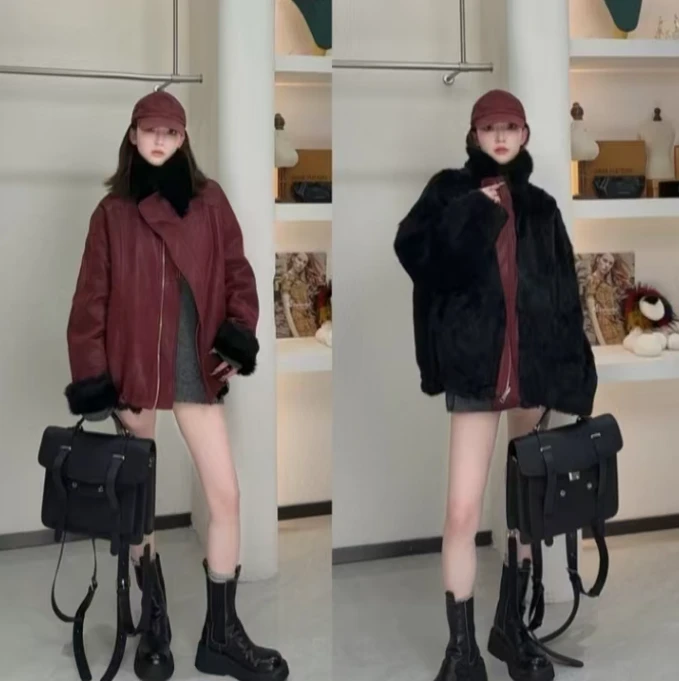 【往事随风】毛袖25年新款大衣女士秋冬短款时尚大气百搭风衣5