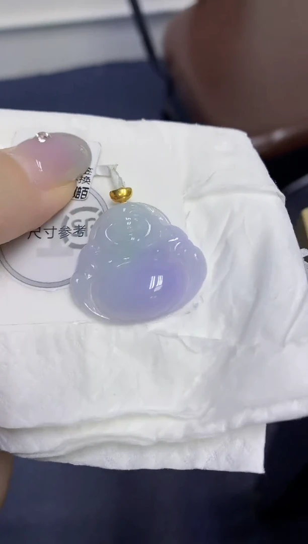 颈饰18K金镶嵌翡翠天然缅甸翡翠A货百元以上9元证书费自理