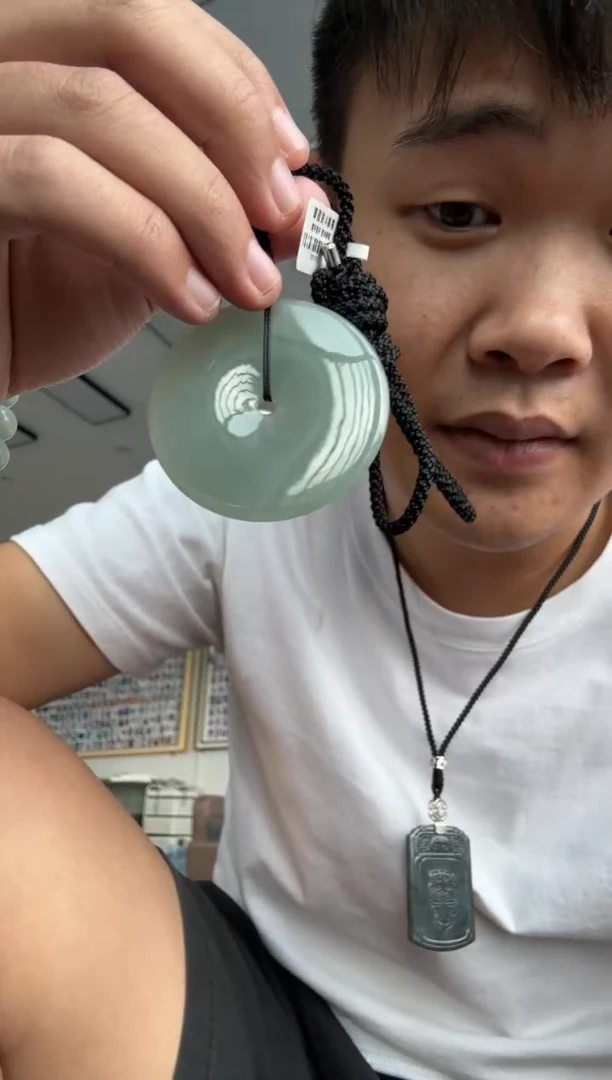 翡翠未镶嵌颈饰A****a天然A货翡翠冰底满色平安扣吊坠