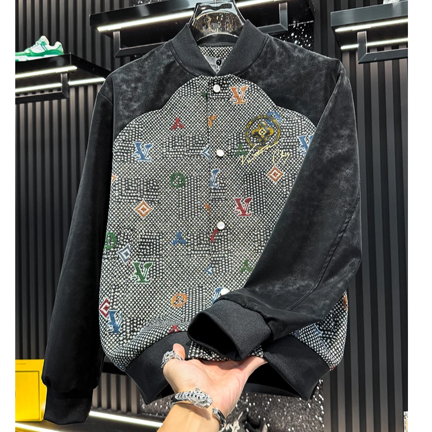 佩托本那欧货男士拼接刺绣百搭外套新款秋季潮牌轻奢风休闲男夹克