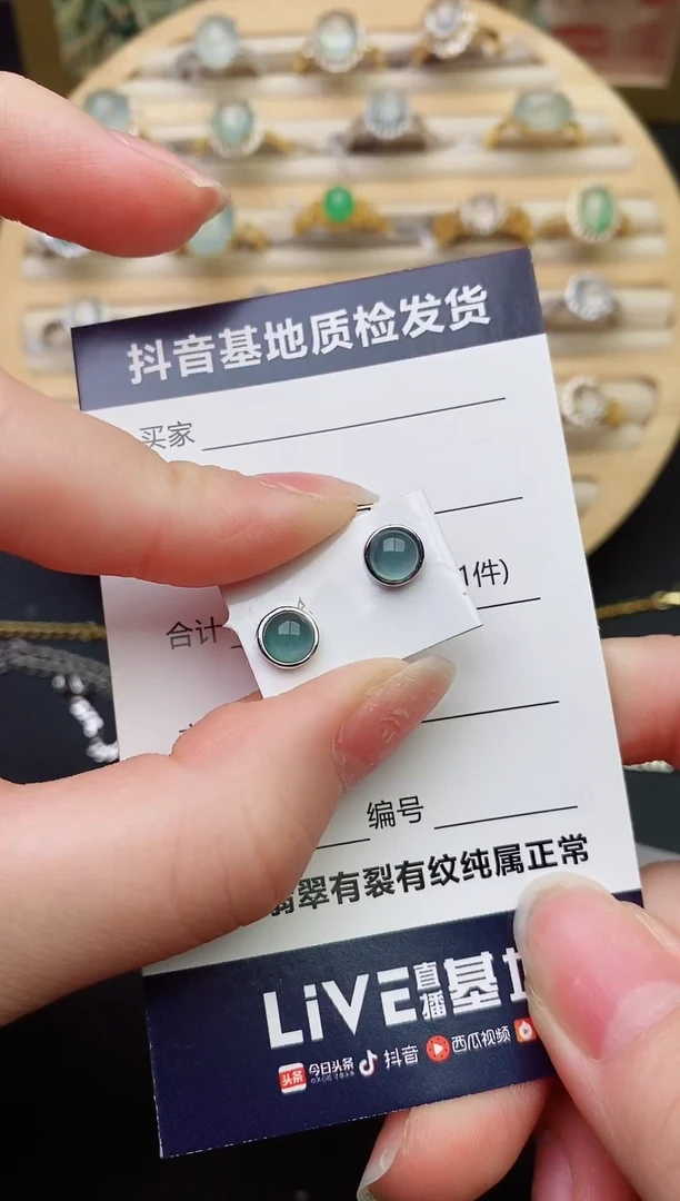 银S925镶嵌翡翠耳饰水****81