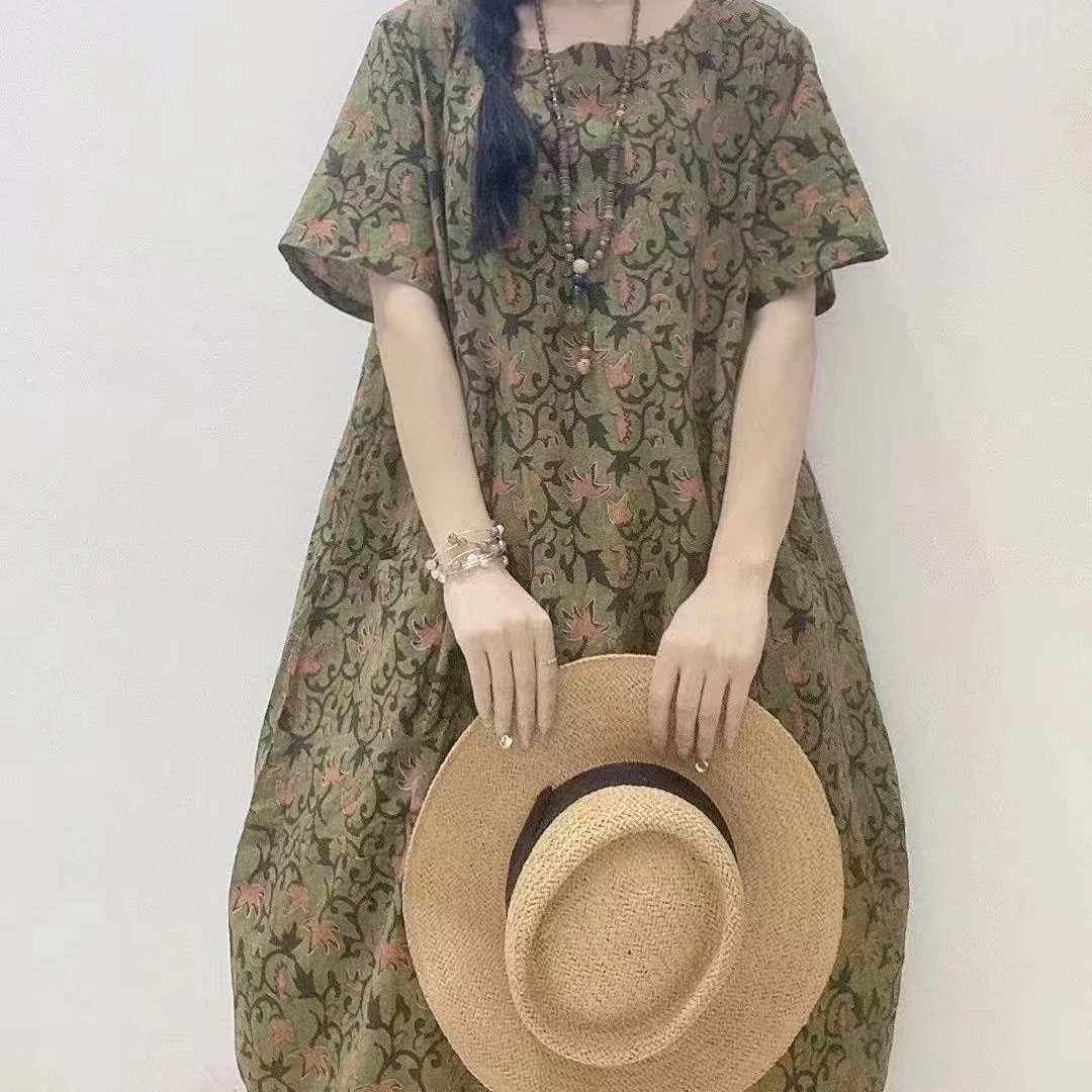 11402新款夏季优雅减龄宽松花卉显瘦连衣裙QZ