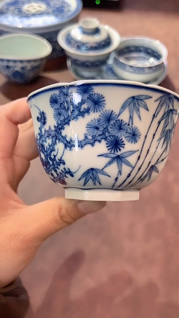 镹曰陶柴窑手工手绘青花