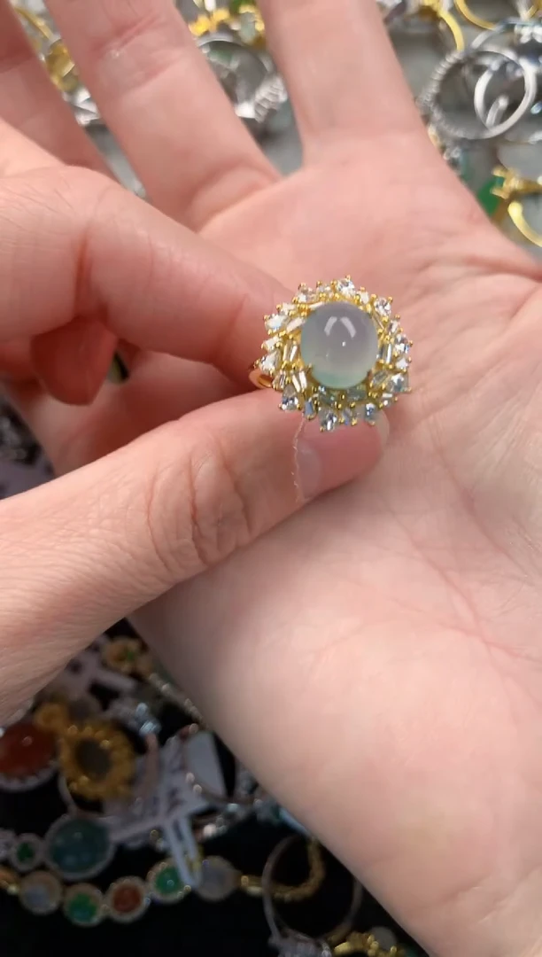 银S925镶嵌戒指翡翠333   5