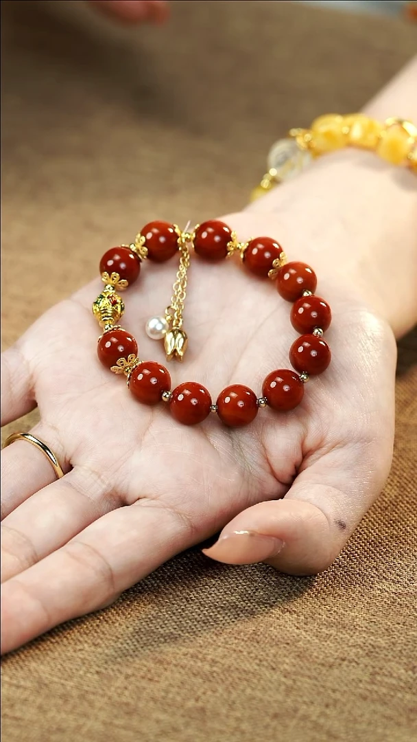 合金手链南红玛瑙南红牛血红设计款手链