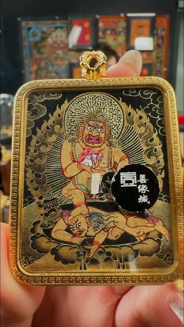 吊坠壹善缘城手绘唐卡黑C