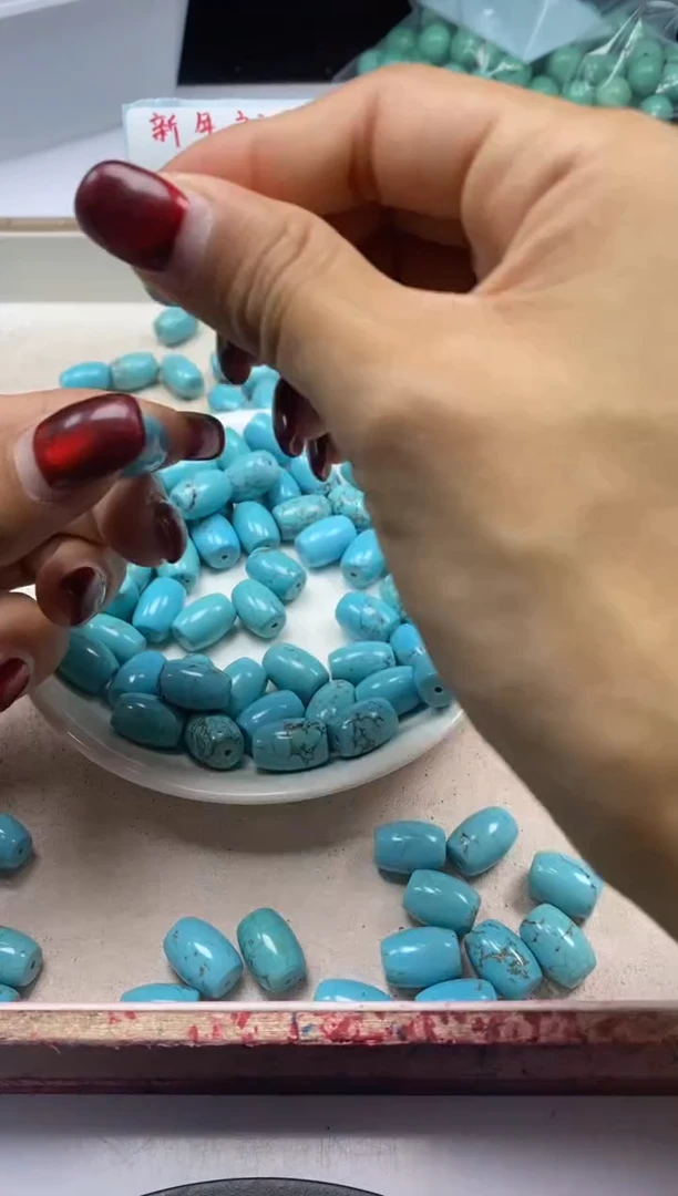 【闪购商品】玛瑙/玉髓颈饰未镶嵌w2324绿松大桶珠14*10mm*5