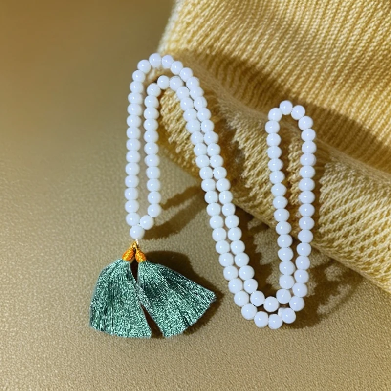 一级白108颗圆珠项链卡 12