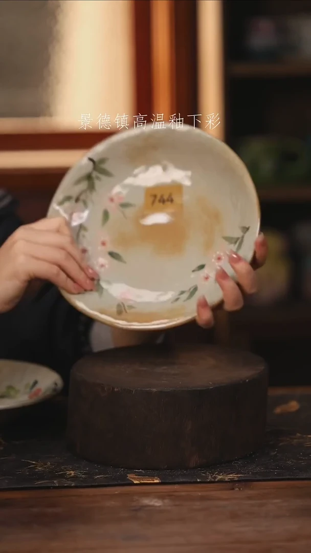 陶瓷景德镇高温釉下手绘陶瓷@L744@