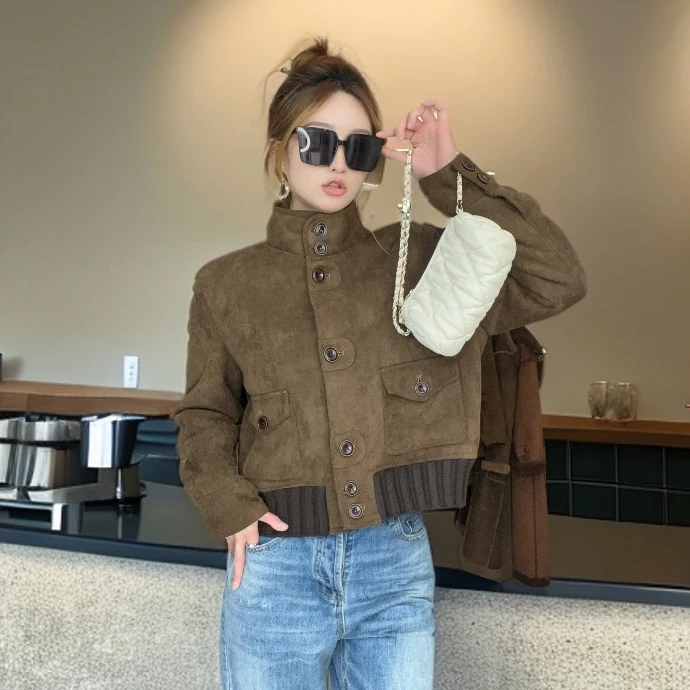 职场气质大女主干练精简短款女气质时尚秋冬保暖加厚外套