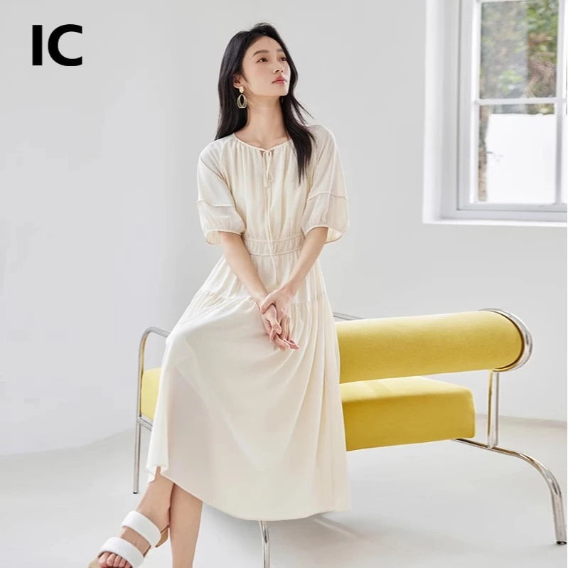 新款洋气法式雪纺收腰休闲裙子女