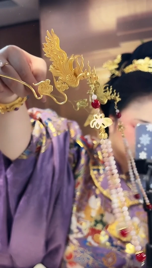 无925银微瑕凤凰流苏发钗/对