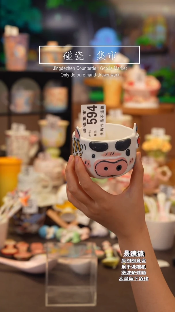 杯子594景德镇陶瓷手工手绘高温釉下彩