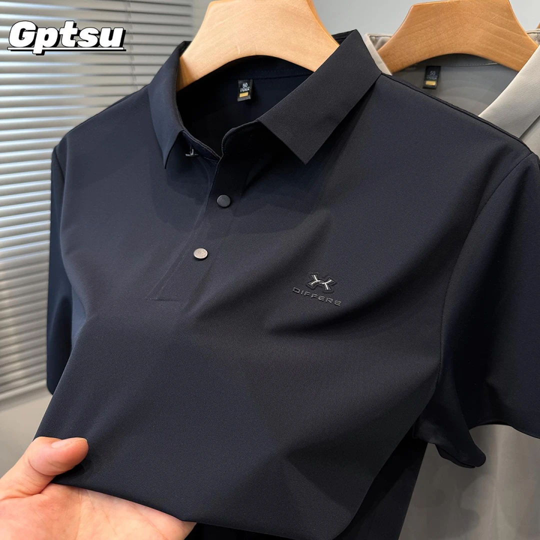 GPTSu高端冰丝短袖t恤男新款商务休闲中年polo衫男夏装衬衫领上衣