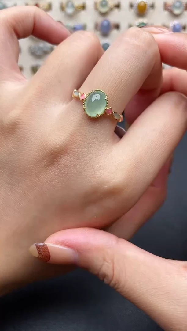 翡翠戒指银S925镶嵌一物一证一礼盒