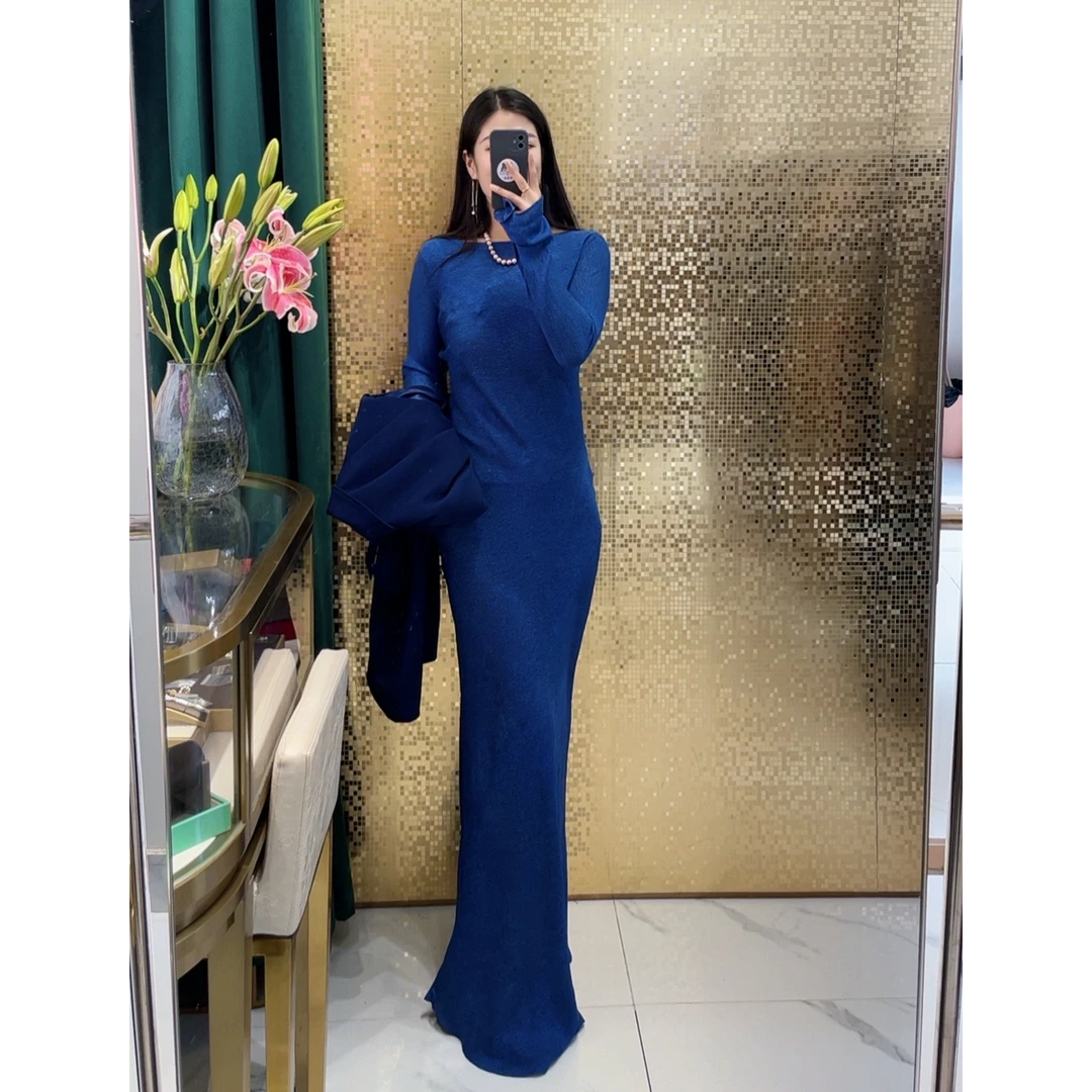 2025轻奢高端气质蓝长裙