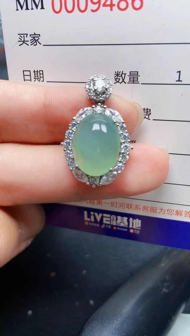 翡翠银S925镶嵌颈饰9486