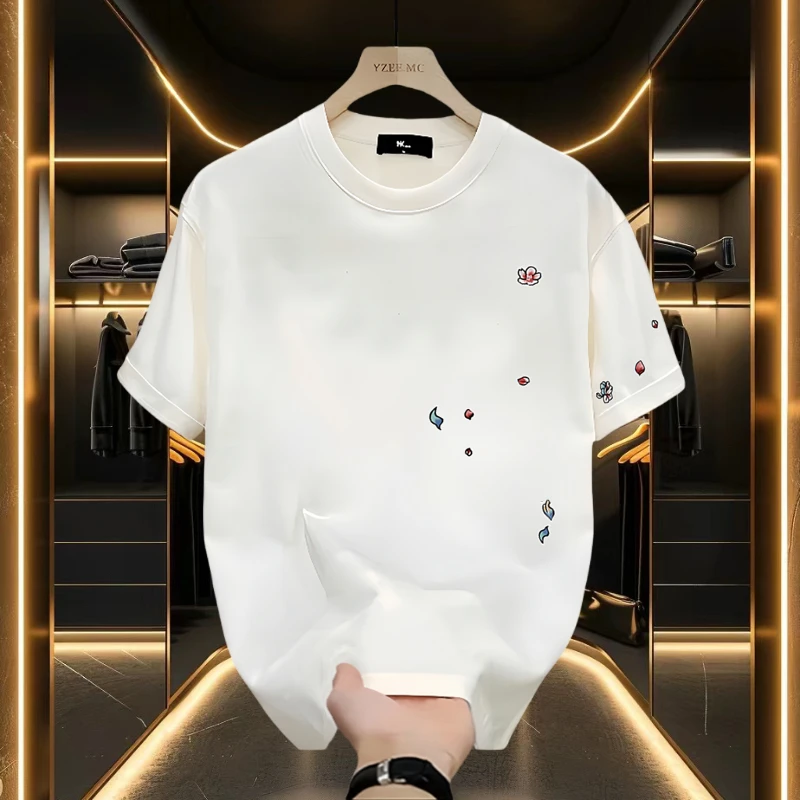 徐太浪夏季新款重磅纯棉短袖t恤男极简设计宽松圆青春时尚潮流领T