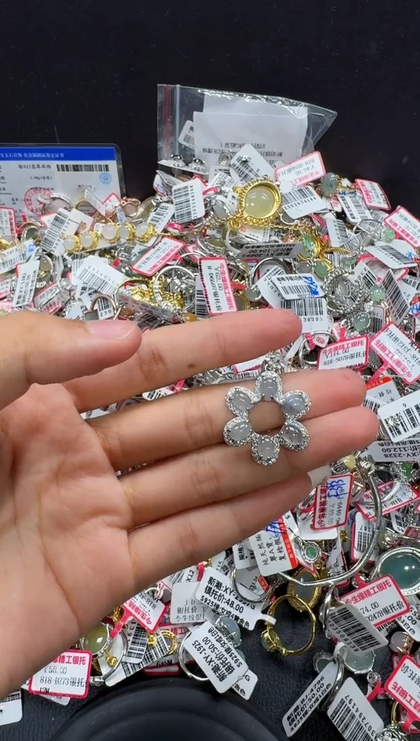 翡翠戒指银S925镶嵌戒指159