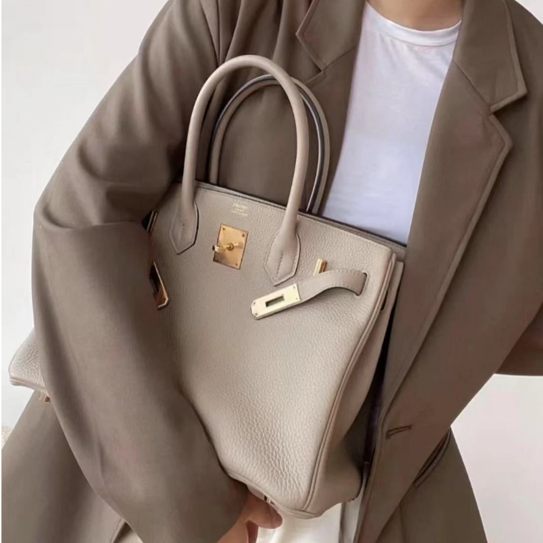 99新 Hermes/爱马仕  Birkin30 斑鸠灰 金扣 togo皮 C刻