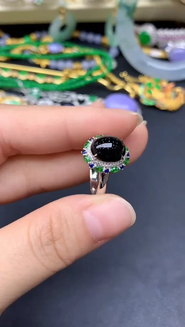 18K金镶嵌戒指翡翠287-雪姐翡翠天天见