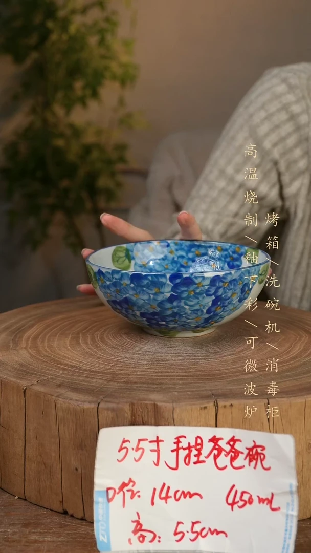 碗瓷景德镇手工手绘高温瓷釉下彩