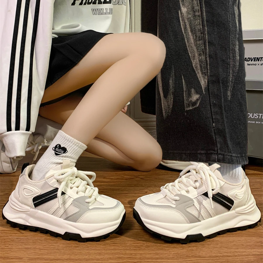 人本休闲情侣鞋复古百搭chic鞋子女新款2025爆款春秋运动鞋老爹鞋