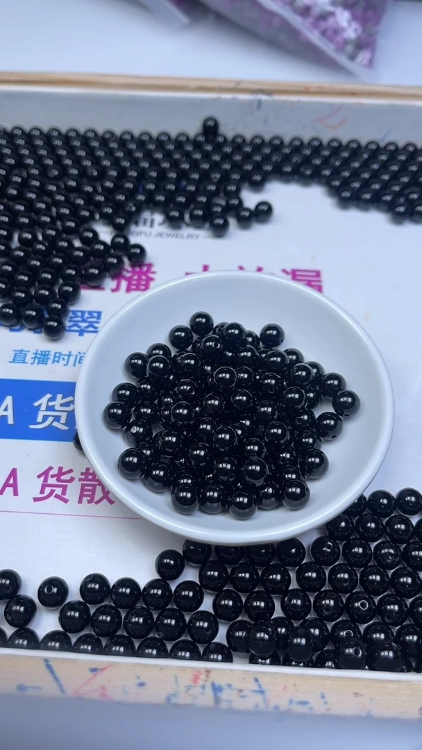未镶嵌散珠玛瑙/玉髓B351 黑玛瑙8mm30颗8.8元