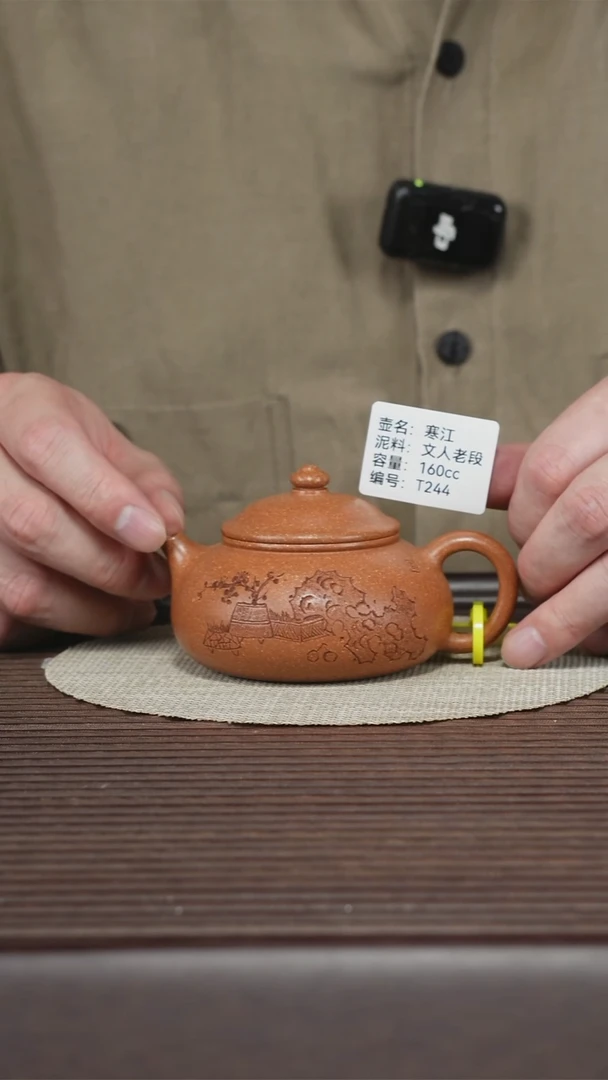 茶壶紫砂T244 文人老段 寒江 160cc