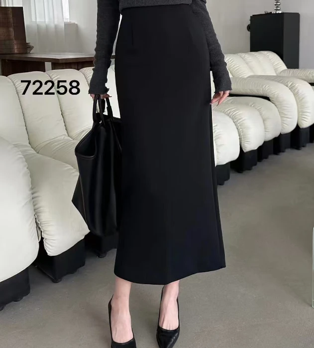 《W高定半裙》72258半裙高腰开叉女半身裙气质休闲裙百搭显瘦