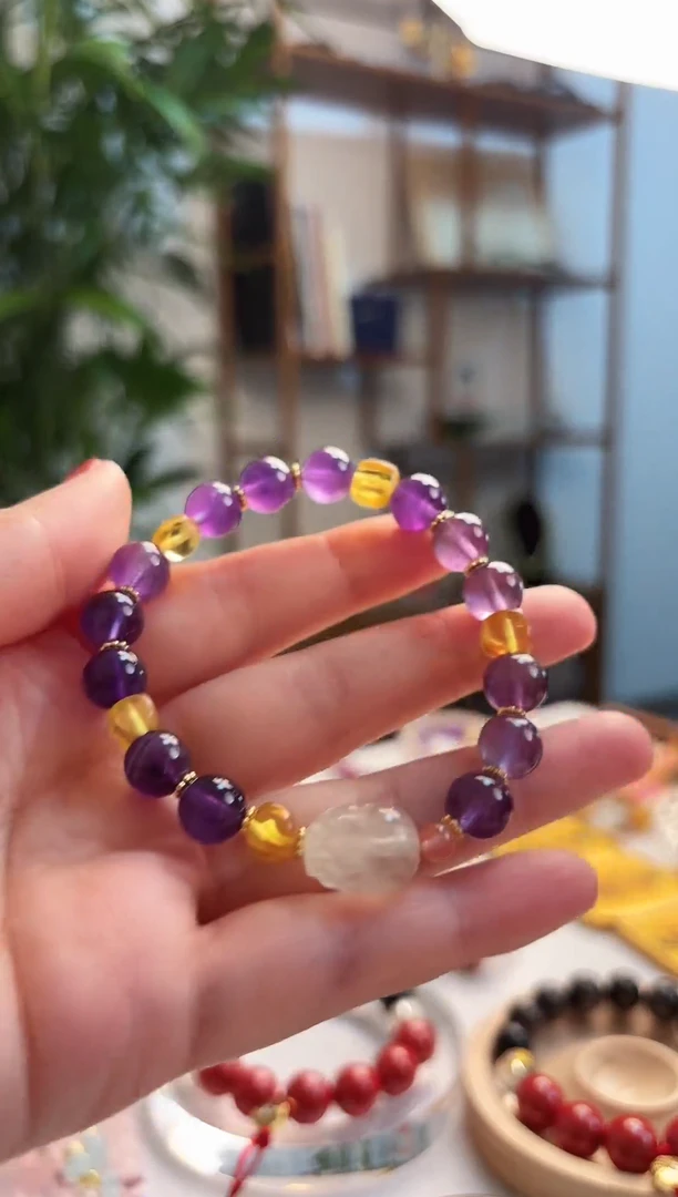 合金手链水晶紫水晶琥珀貔貅手串