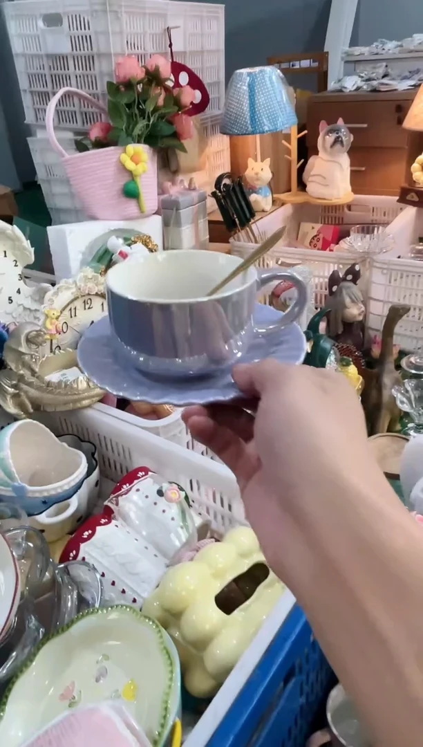 瓷片紫色咖啡杯，开播福利款，拼手速