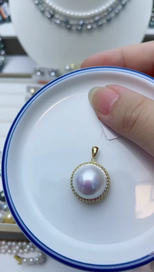 颈饰银S925镶嵌淡水珍珠w20